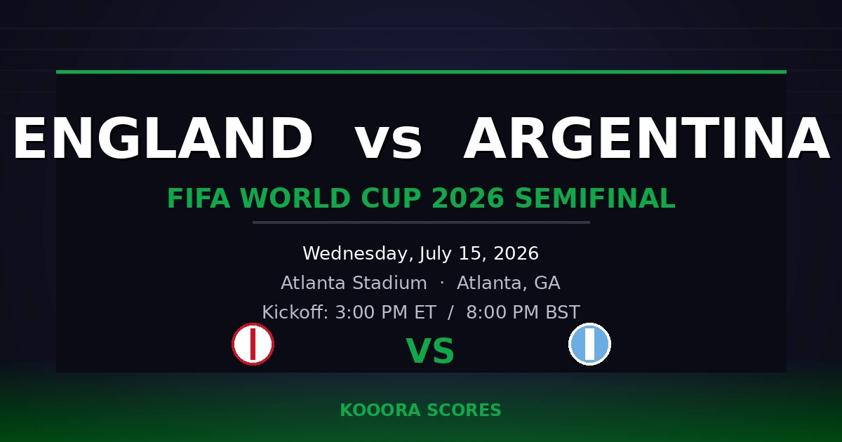 England vs Argentina at Atlanta Stadium for the 2026 World Cup semifinal
