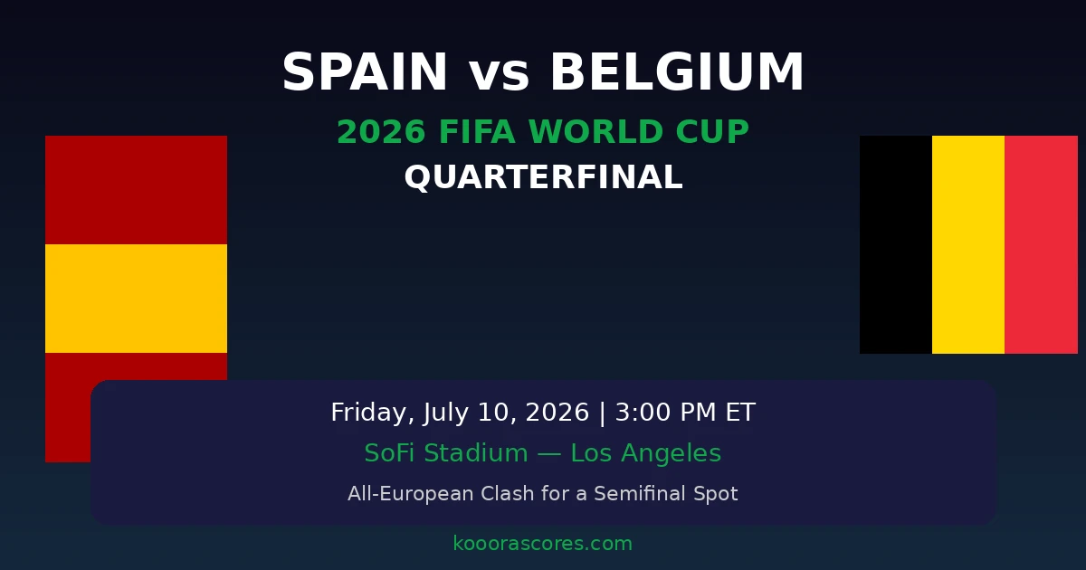 Spain vs Belgium 2026 World Cup Quarterfinal at SoFi Stadium Los Angeles