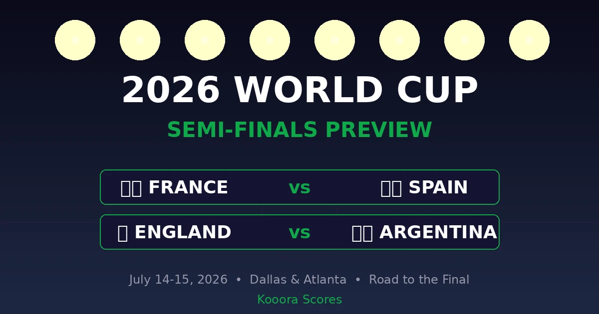 2026 World Cup Semi-Finals Preview - France vs Spain, England vs Argentina